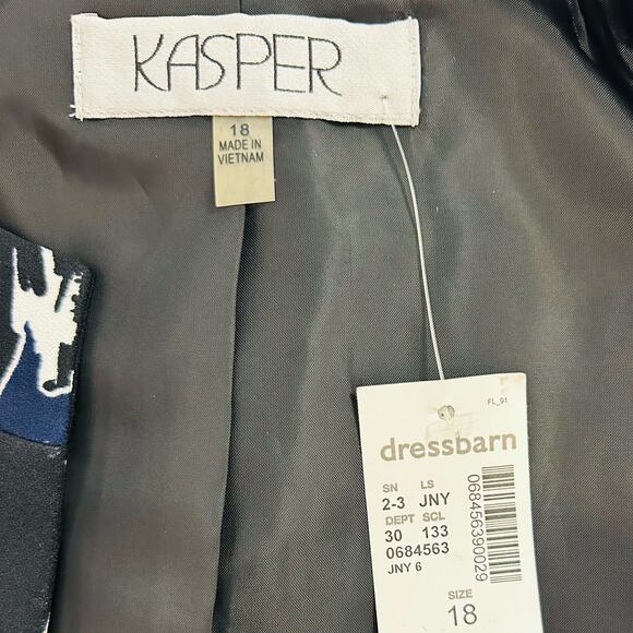 Kasper Print Suit Collarless Open Front Jacket - Picture 3 of 9